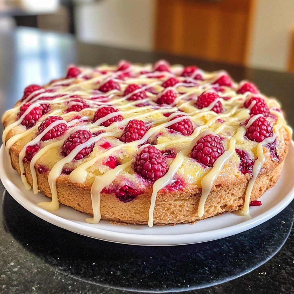 Zitronenkuchen mit Himbeeren
