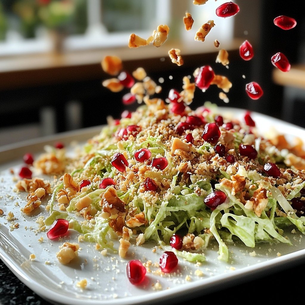 Grünkohlsalat mit Granatapfel und Walnüssen