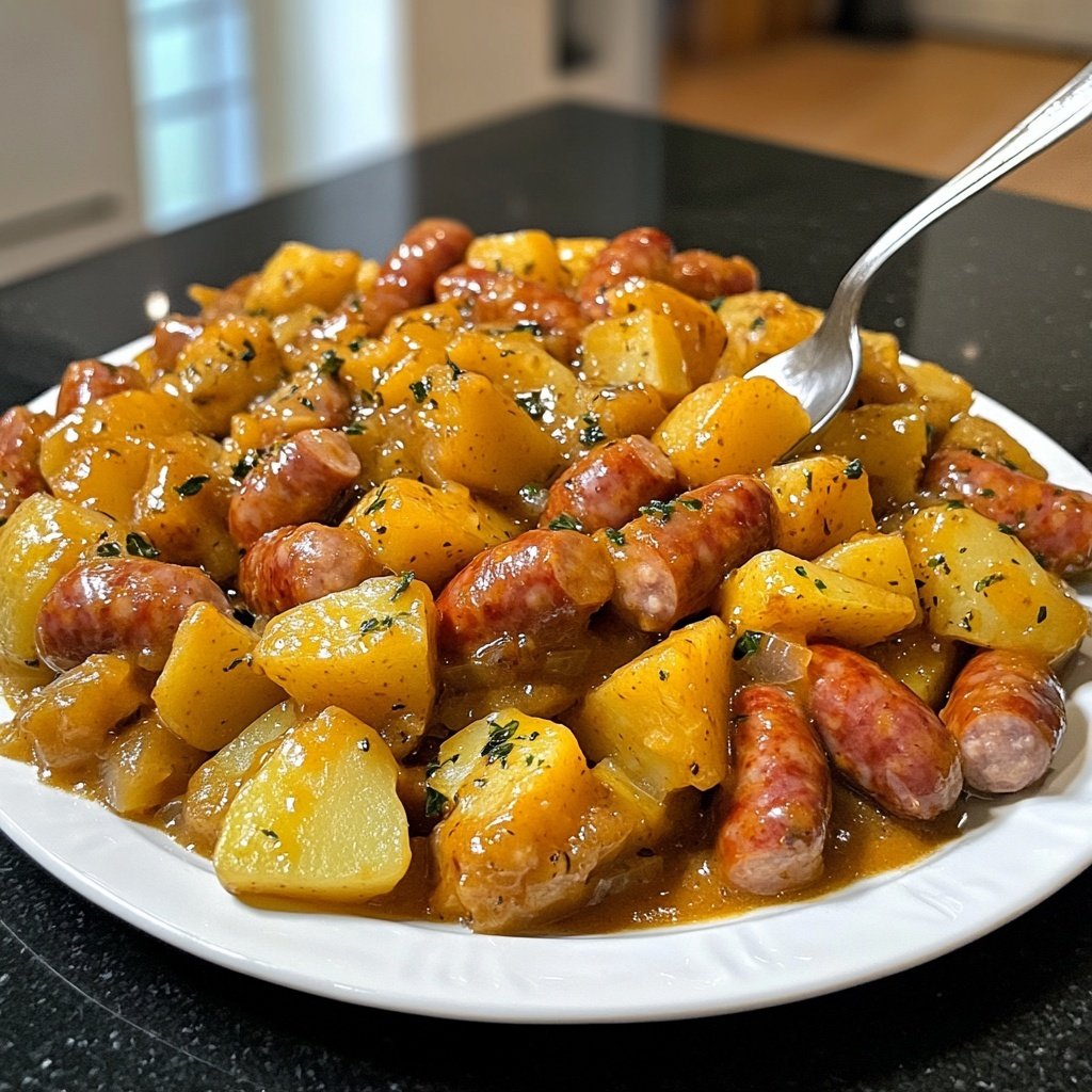 Kartoffelgulasch mit Würstchen