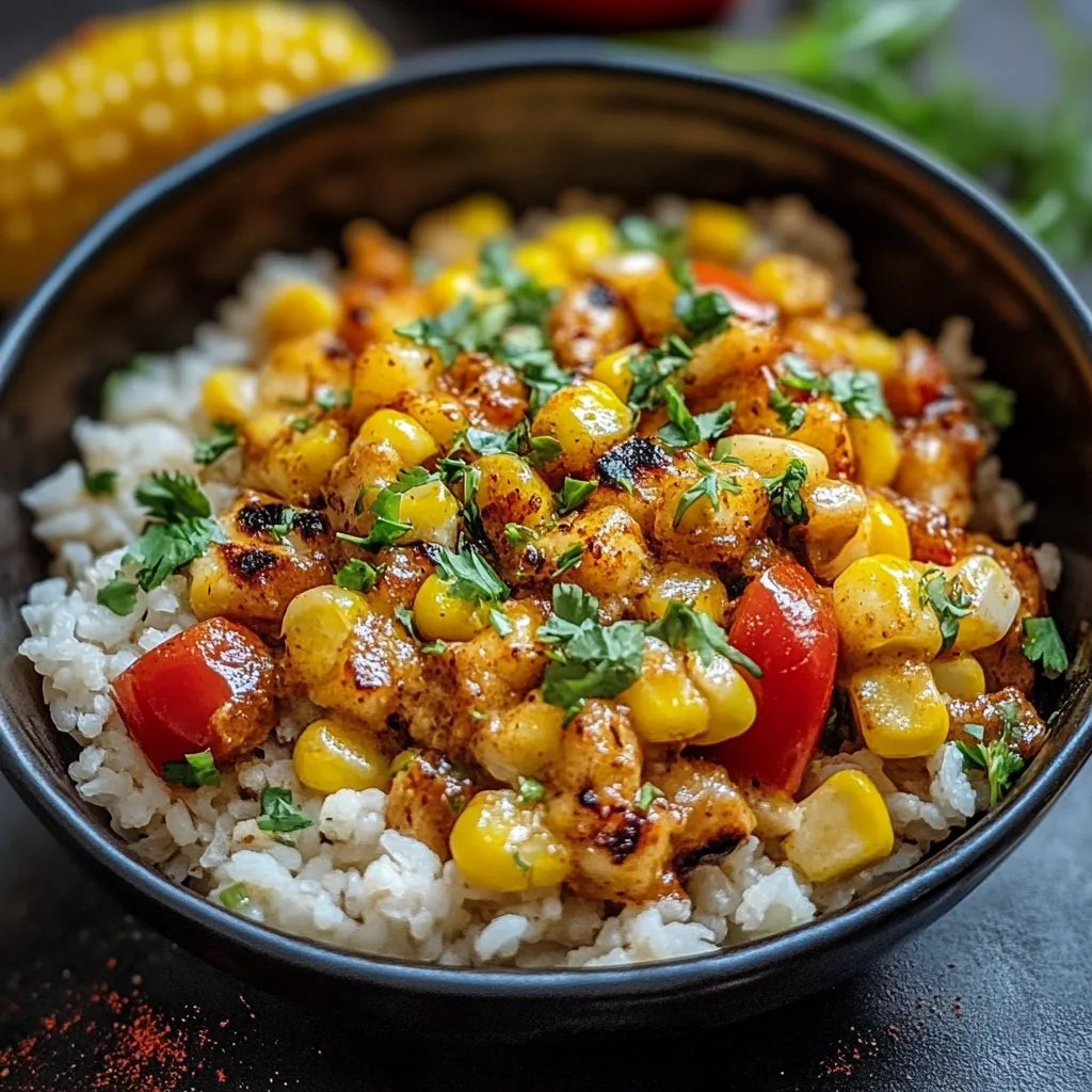 Street Corn Hähnchen Reis Bowl