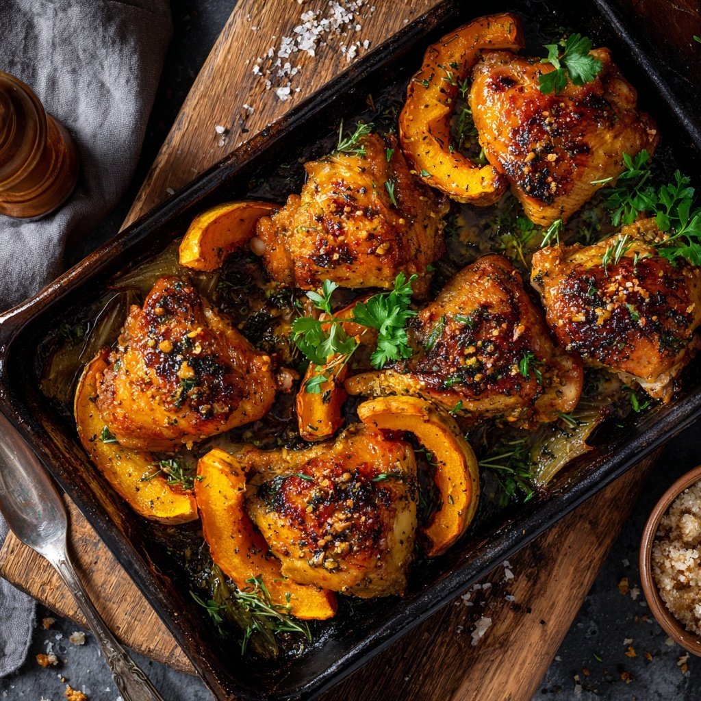 Kalorienarmes Hähnchen Mit Ofen Kürbis