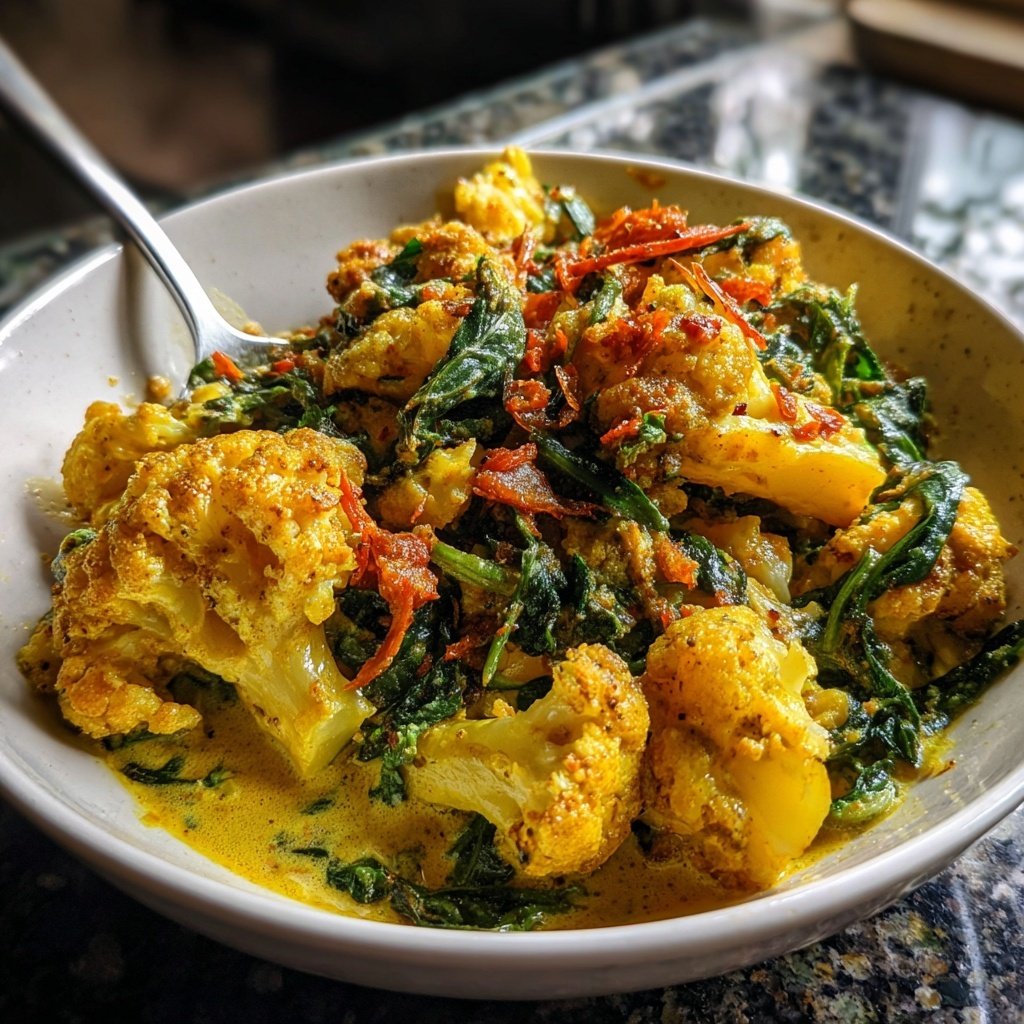 Blumenkohl Curry Mit Spinat